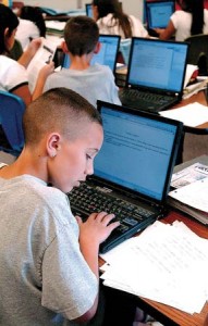 picture of a child typing